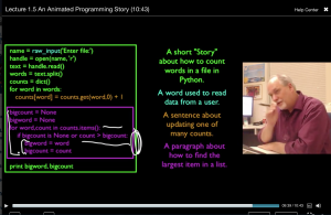 Here the tutor is using a series of mental exercises to demonstrate how computers 'think' -- having seen a few of these videos now, I'm really starting to get a sense of the tutor as a personality and warm to his teaching style