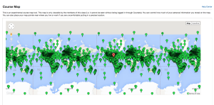 This is a map of everyone on the MOOC Programming for Everybody - quite a global community!